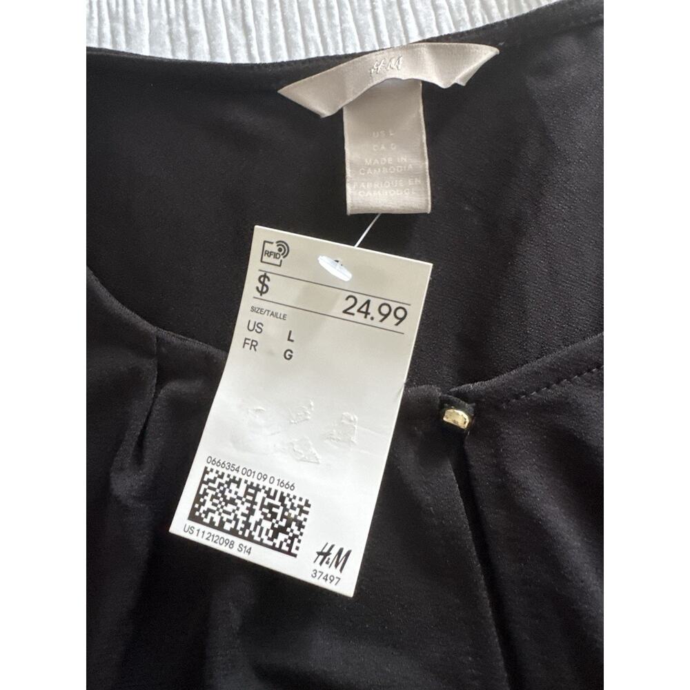 NWT H&M Little Black Dress Belt Career Work Summer Casual Slinky High Neck Large - Picture 3 of 8